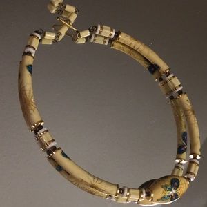 SOLD! Painted Bead Choker Butterfly Vintage Japan